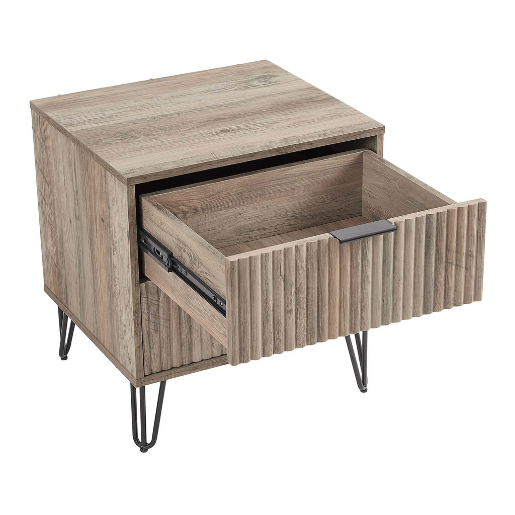 Dumbo 20' Fluted Nightstand in Rustic Gray (2-Drawer)