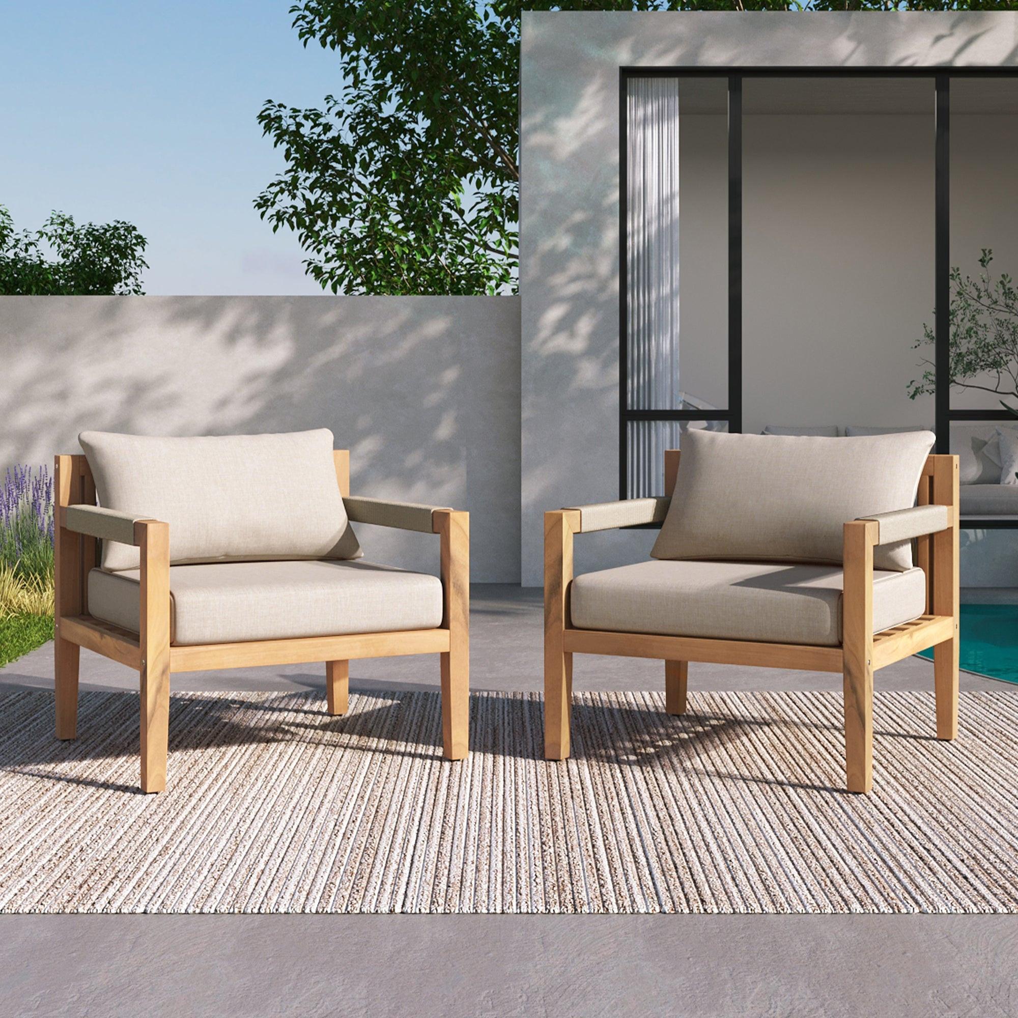 Acacia Wood Outdoor Leisure Chair - Comfortable Patio Seating.