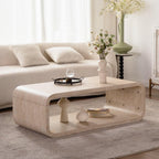 Modern Light Wood Coffee Table with Open Storage.
