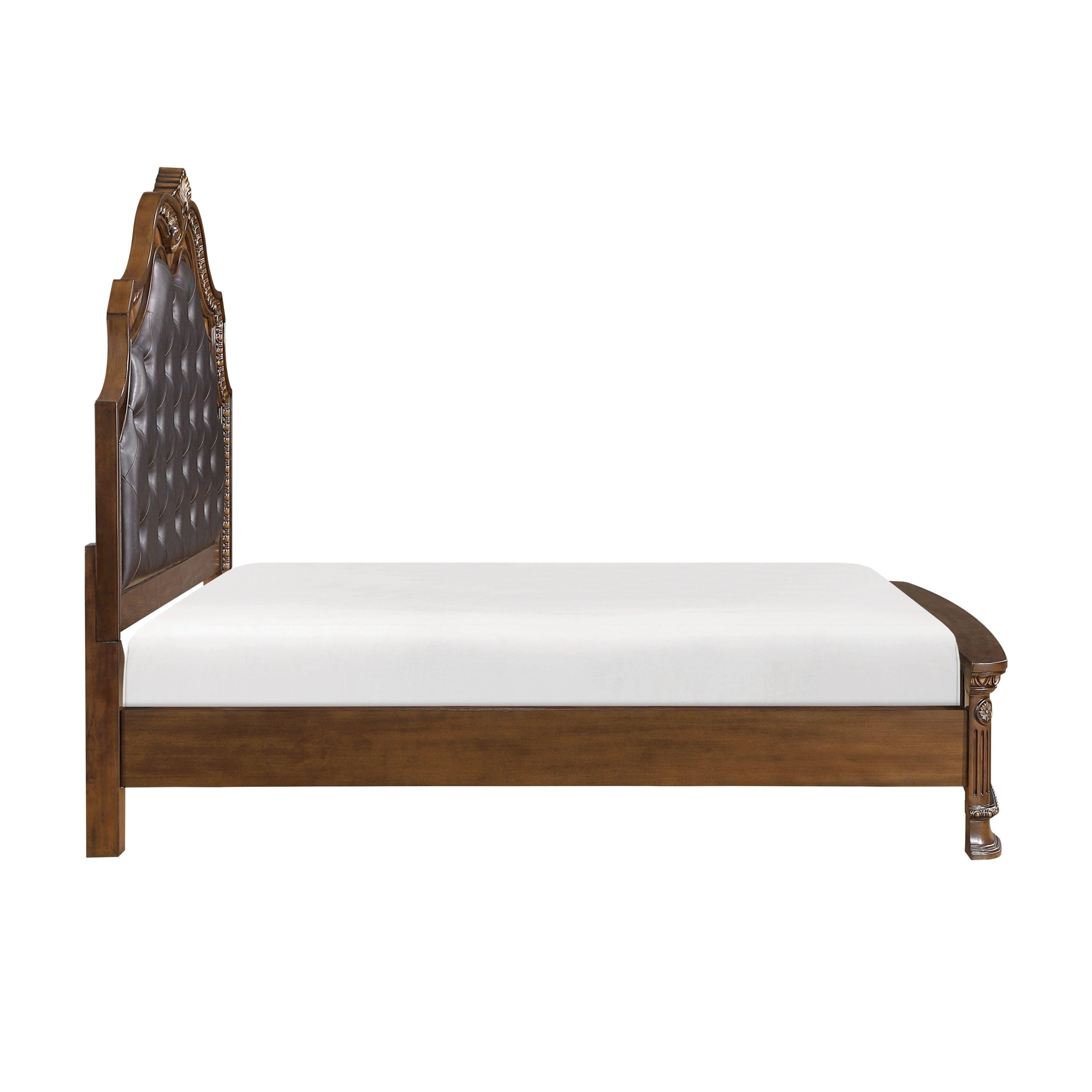 Elegant Queen Bed with Upholstered Headboard.