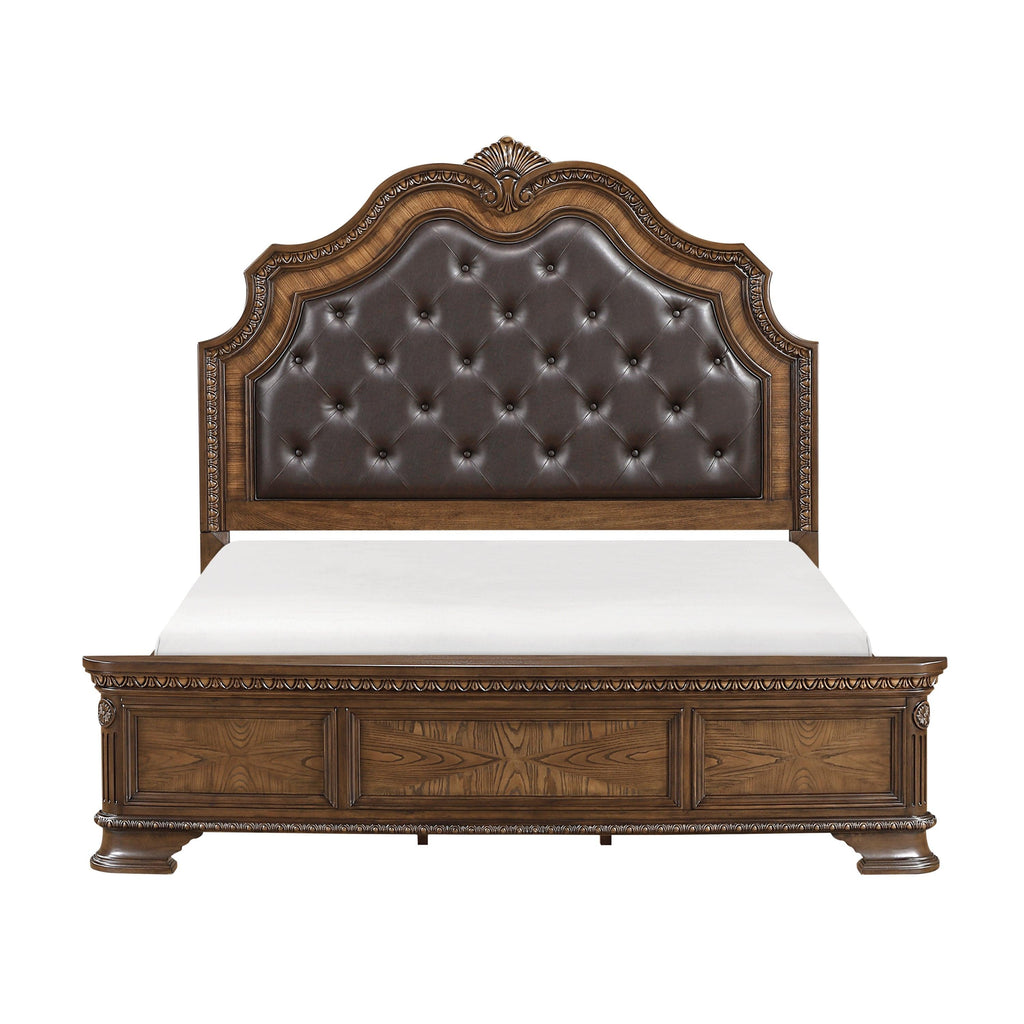 Elegant Queen Bed with Upholstered Headboard.