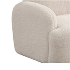 Detail of the beige Sherpa fabric and curved armrest on the kids bear-shaped armchair, emphasizing soft texture and child-friendly design.