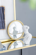 D11" Gold Round Mirror, Circle Mirror with Iron Frame for Living Room Bedroom Vanity Entryway Hallway