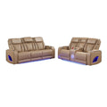 Fortuner Power Reclining Living Room Set in Caramel Faux Leather