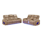 Fortuner Power Reclining Living Room Set in Caramel Faux Leather