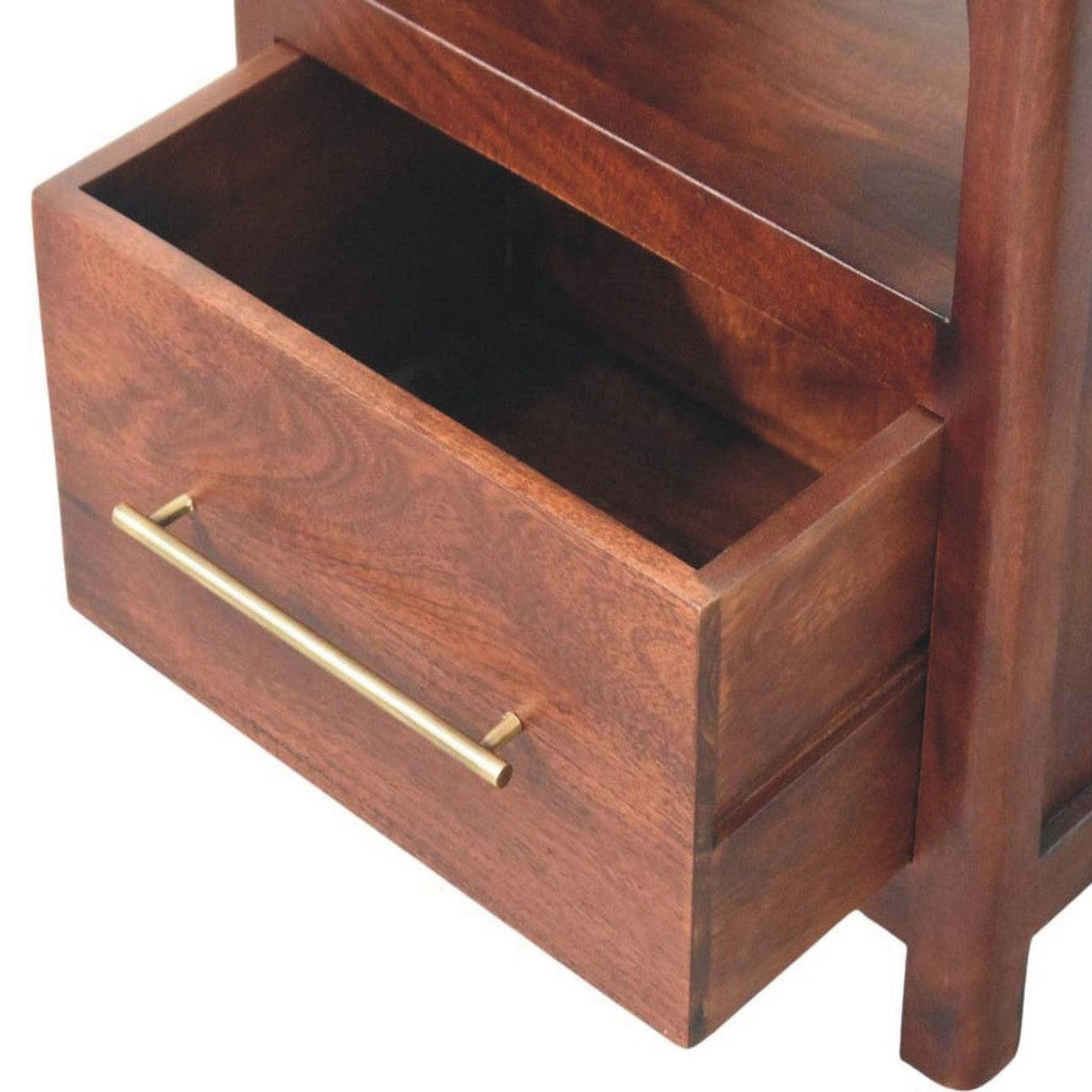 Solid Wood Arched Edge 1 Drawer Bedside Table.