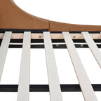 Aspen Vertical Tufted Headboard Platform Bed Set, King, Caramel Tan Brown Faux Leather.
