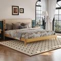 Rubber Wood King Bed Frame - Elegant Mid Century Design.