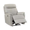 Light Gray Power Recliner Chair with Top Grain Leather and USB Port
