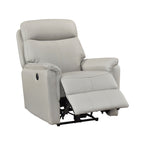 Light Gray Power Recliner Chair with Top Grain Leather and USB Port