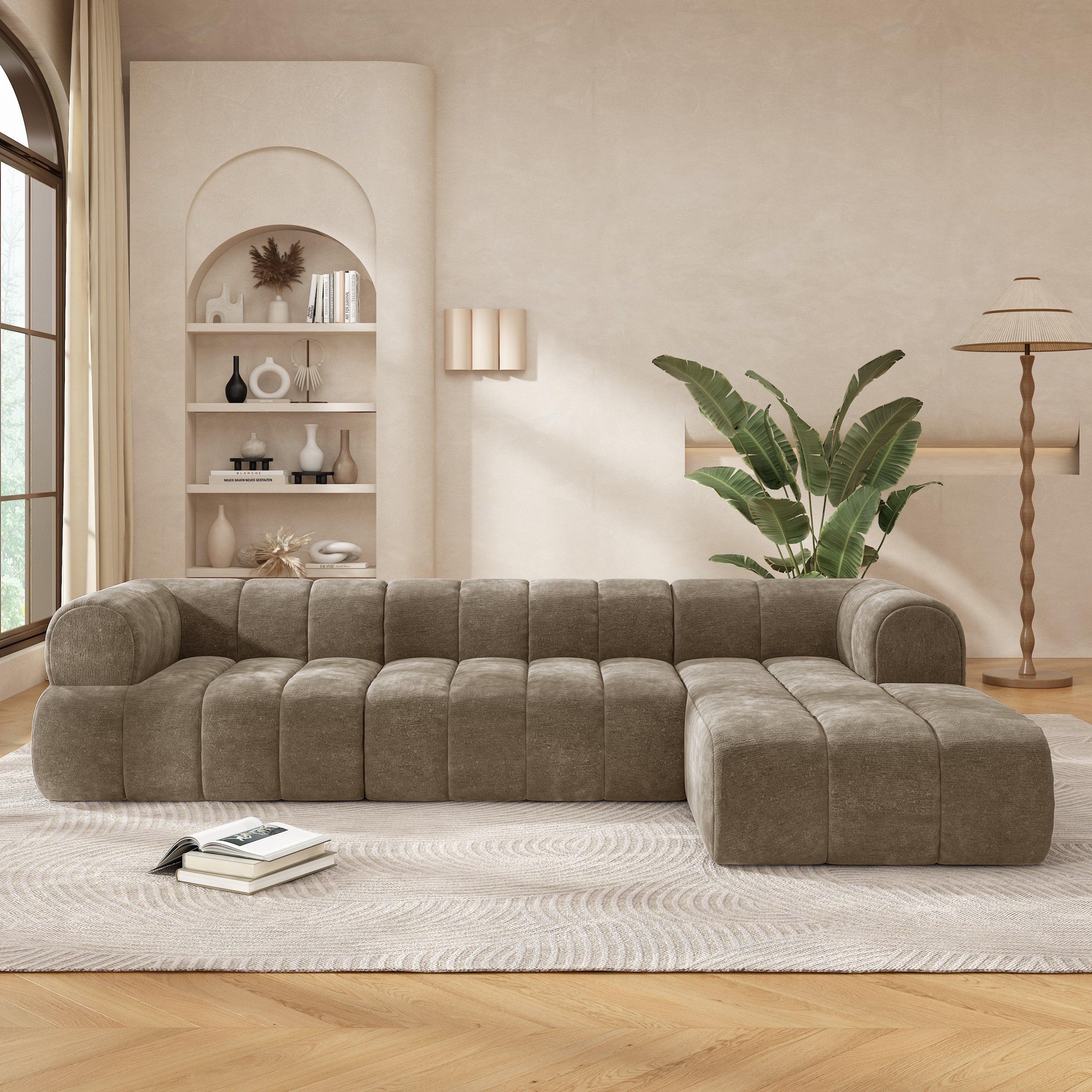 122' Modern L-Shaped Sectional Sofa with Chaise Lounge.