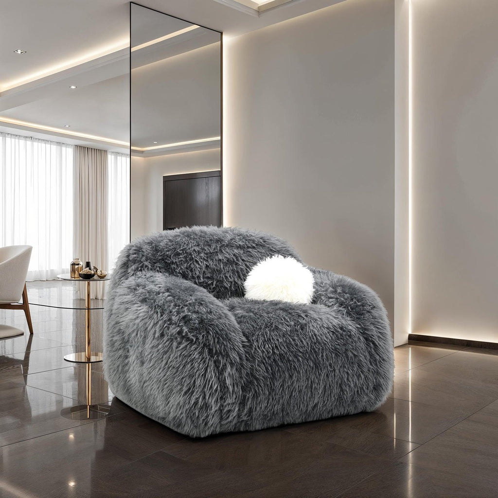 Dark Gray Contemporary Accent Swivel Chair with Pillow.