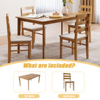 Package includes 1 solid wood dining table and 4 matching chairs. Ideal for family meals and gatherings in any dining space.