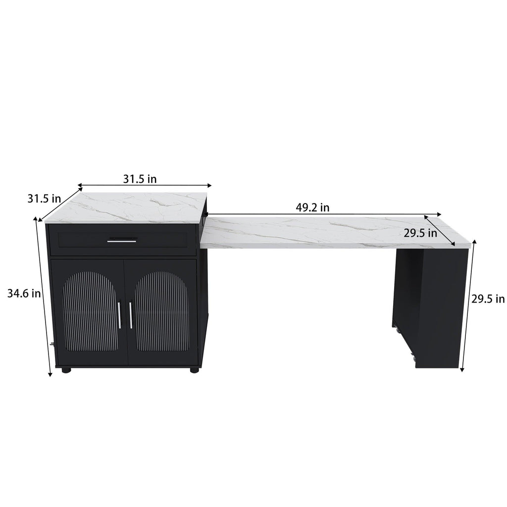 Expandable Kitchen Island with Power Outlet & Storage.