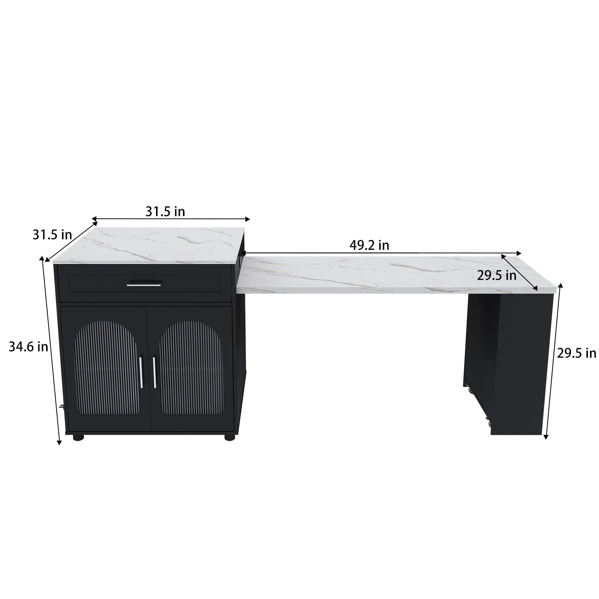Expandable Kitchen Island with Power Outlet & Storage.