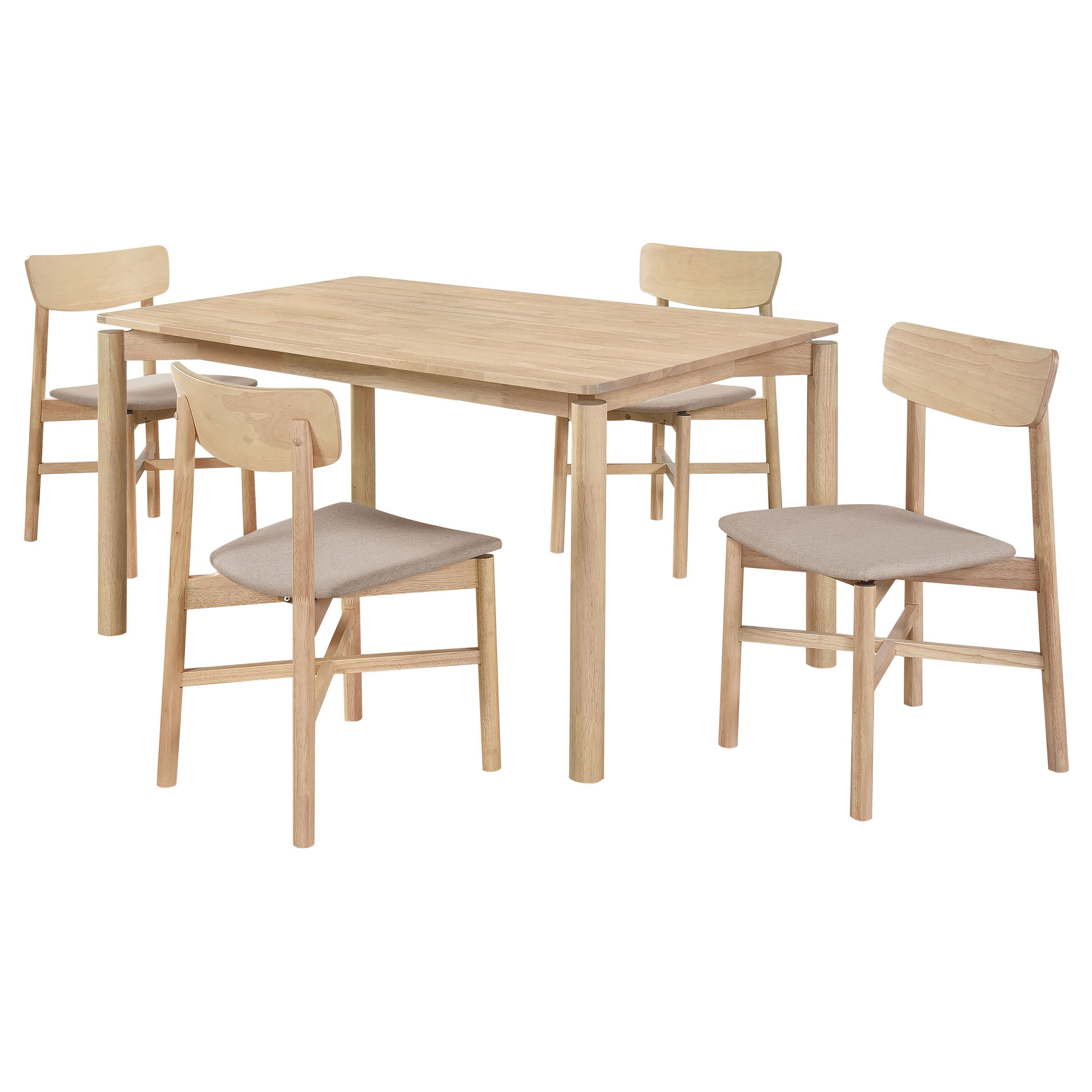 Svenstra White Washed 5-Piece Rectangular Dining Set with Taupe Chairs