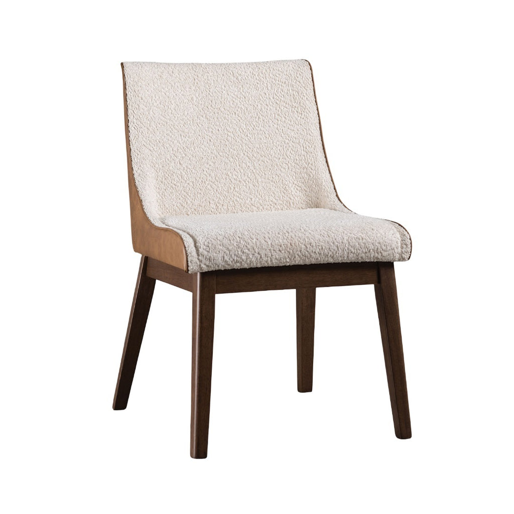 Stylish Mid-Century Modern Side Chair with soft padded seat and walnut wood frame, perfect for modern dining or accent seating.