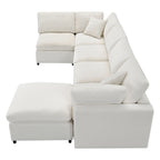 Rear angled view of 130' Modular Sofa Bed - Convertible 6 Seat Sectional showing modular back panels and clean design.