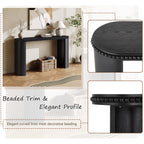 Close-up of Mirod Vintage Console Table showing beaded trim and curved leg design, highlighting its elegant profile.