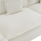 Seat cushion close-up of Modular Corduroy Sofa Beige - Stylish and Comfortable, showing soft corduroy texture and thick padding.