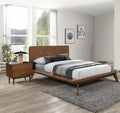 Mid-Century Modern Walnut Bed Set with Nightstands.
