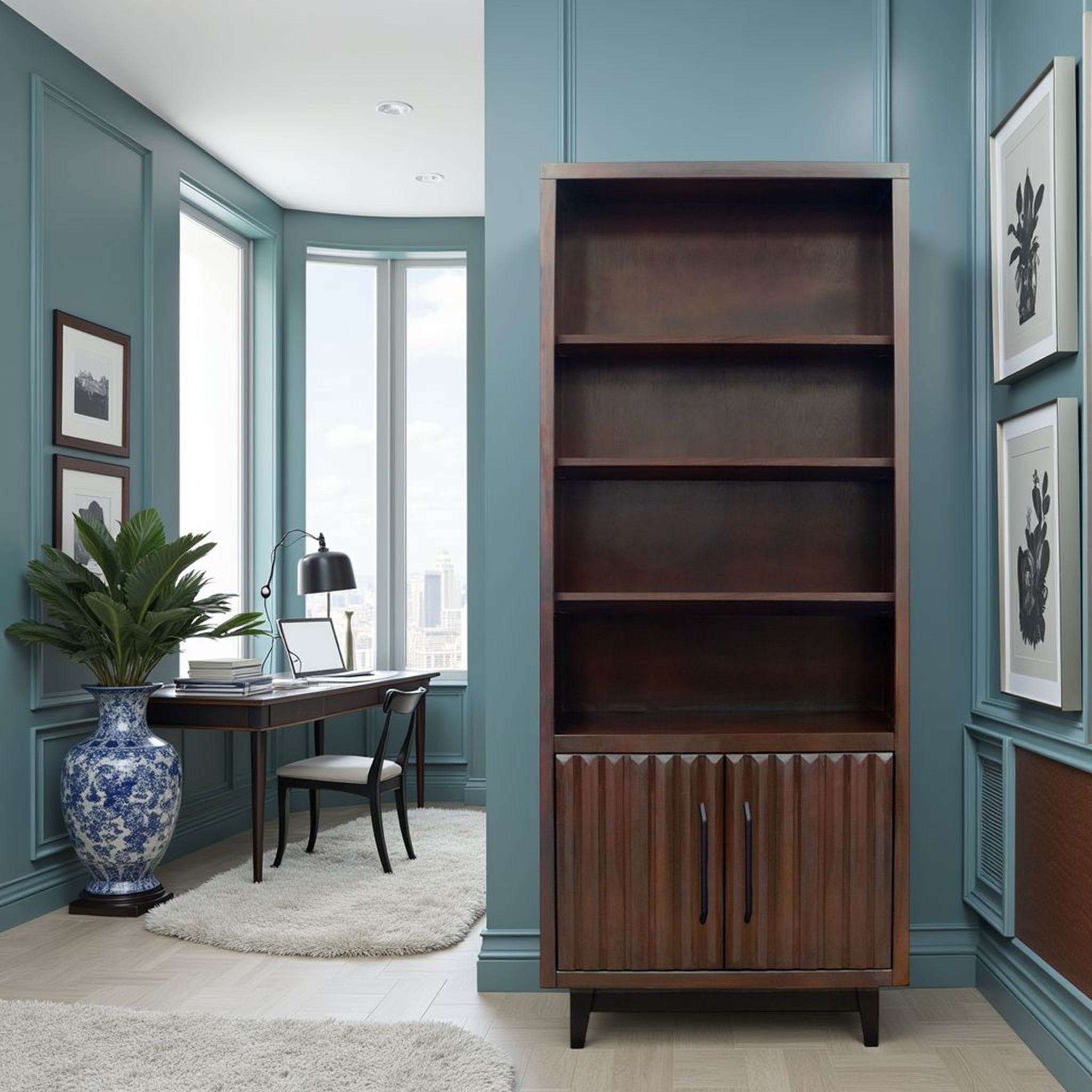 78 Inch Rosewood Bookcase Pier, No Assembly