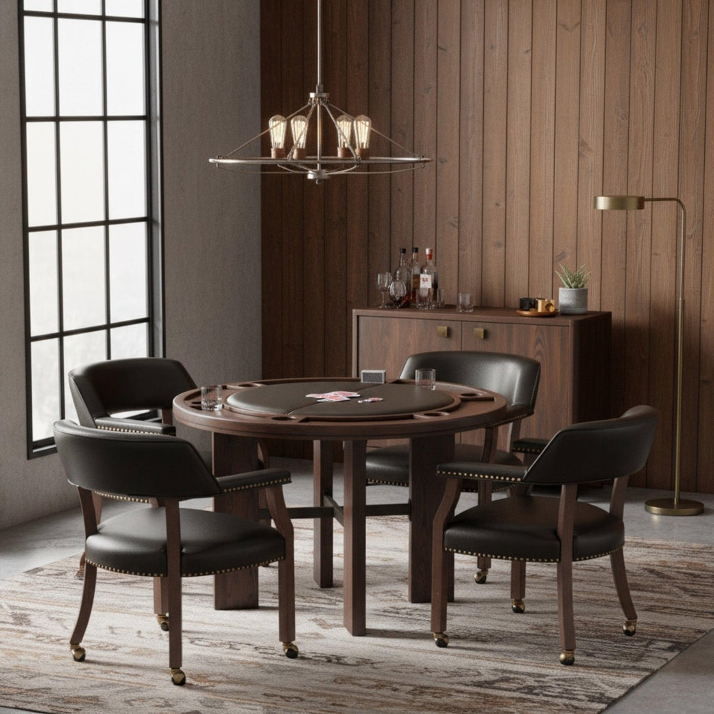 Gorman Dining Game Table with Walnut Finish.