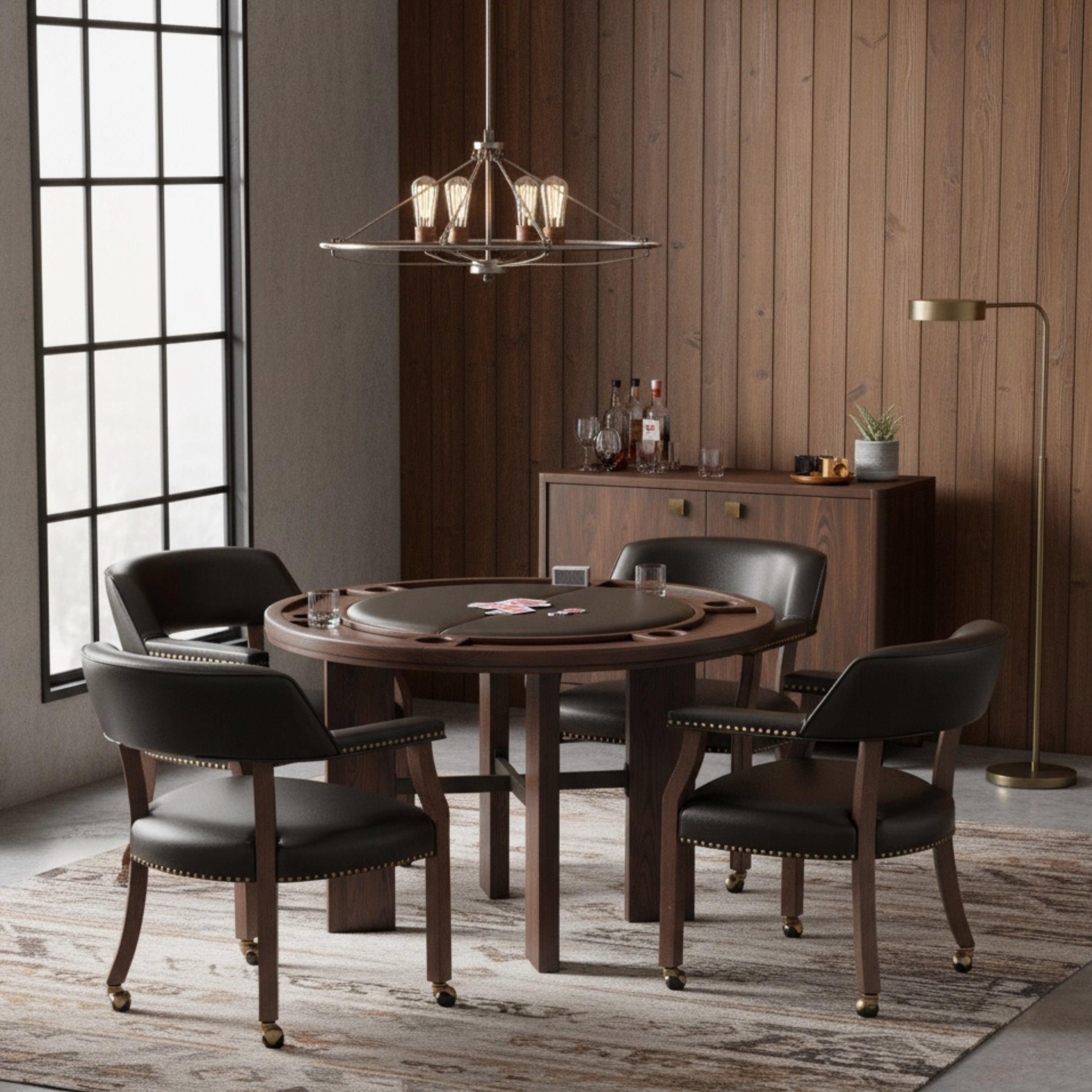 Gorman Dining Game Table with Walnut Finish.