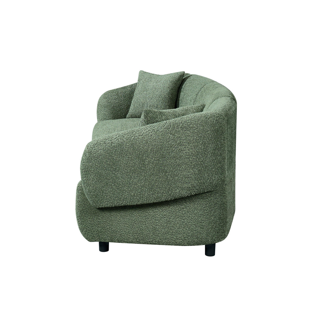Curved 3-Seater Sofa in Green - Comfortable Seating & Modern Design.
