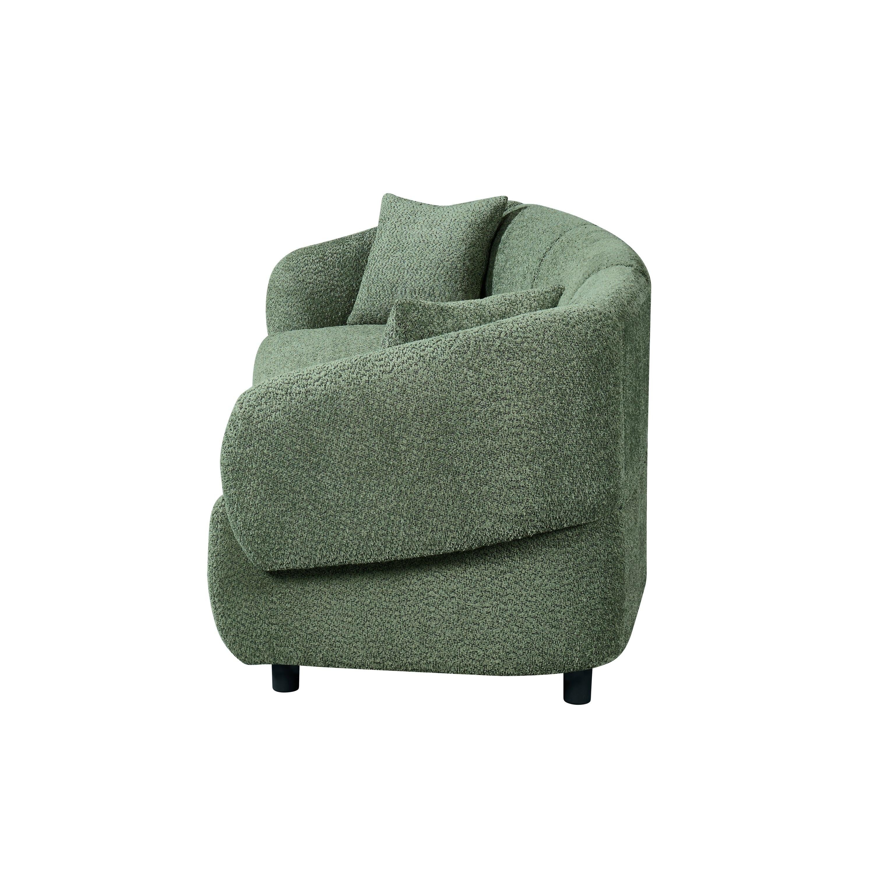 Curved 3-Seater Sofa in Green - Comfortable Seating & Modern Design.