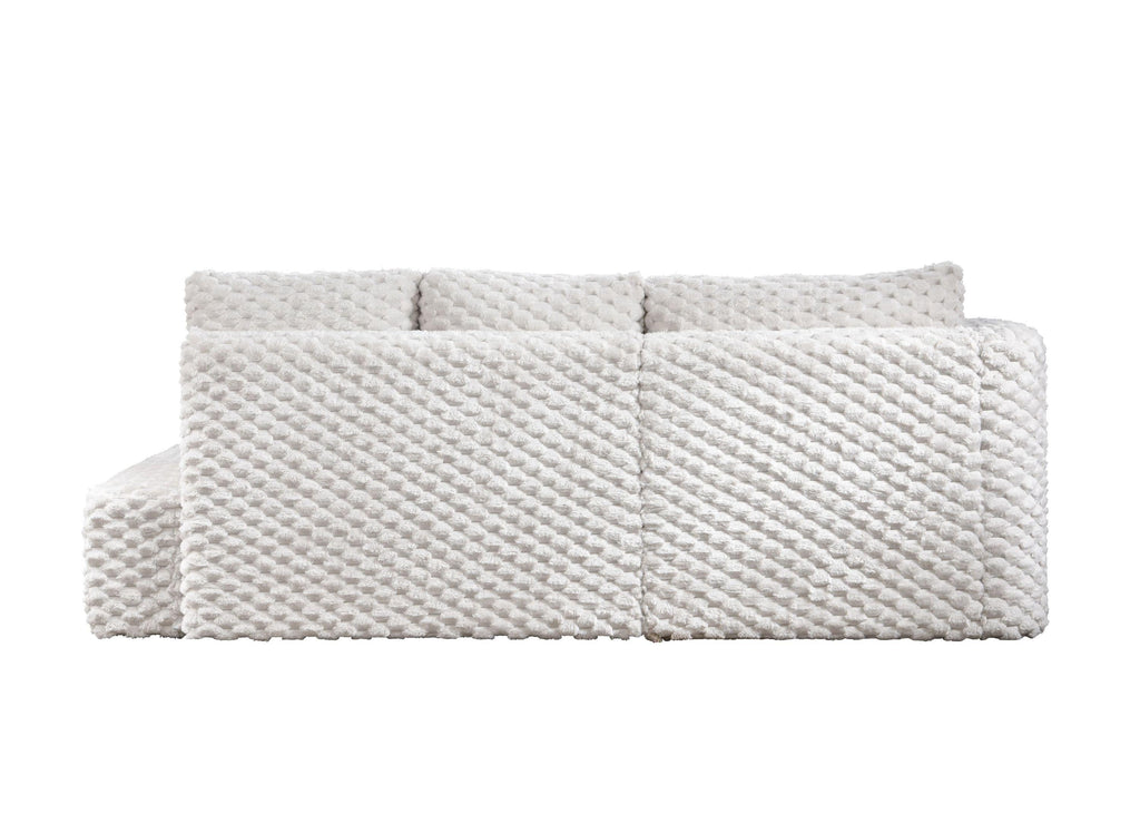 Ivory Corduroy Sectional Sofa for Cozy Living.