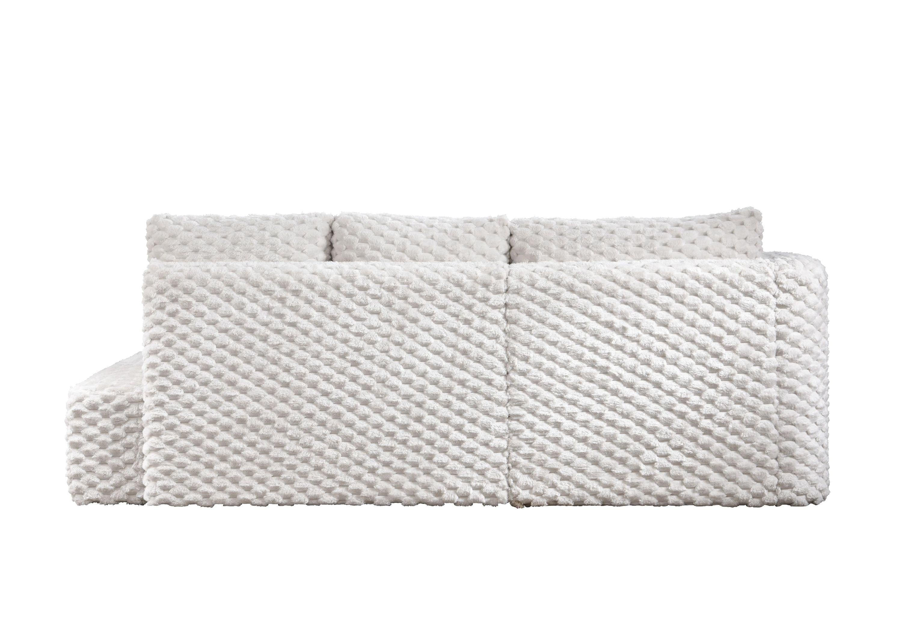 Ivory Corduroy Sectional Sofa for Cozy Living.