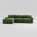 Green sectional sofa on a light gray background