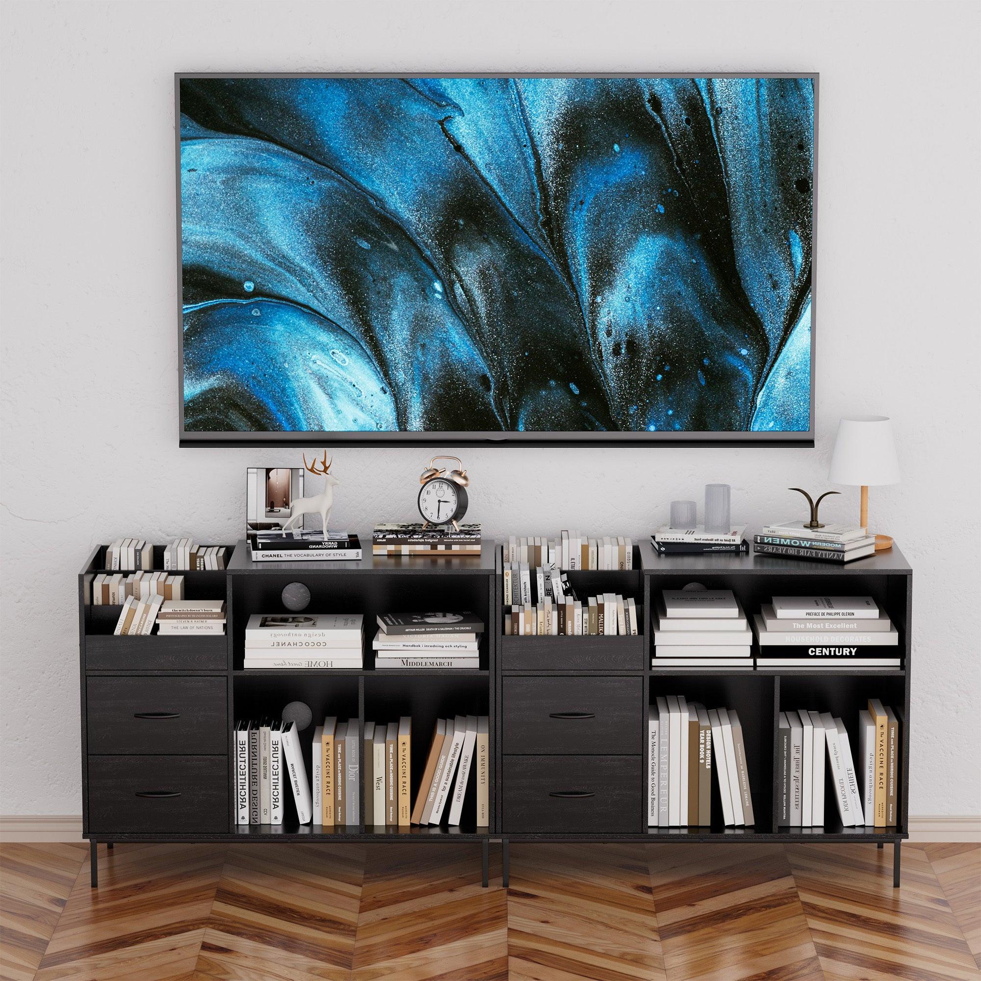 Eco-Friendly Record Player Stand - Black Vinyl Storage Cabinet.
