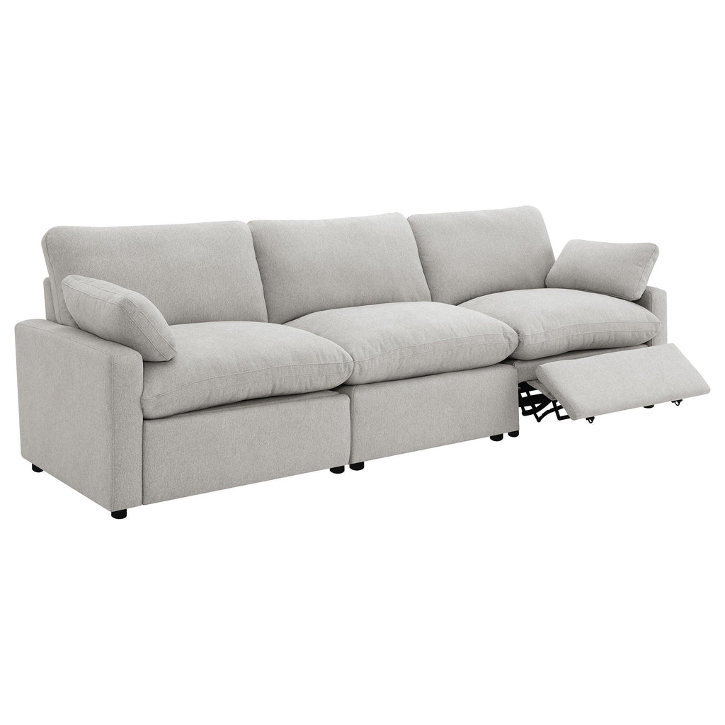 Hollander Grey Power Reclining Sofa with Comfort Features.