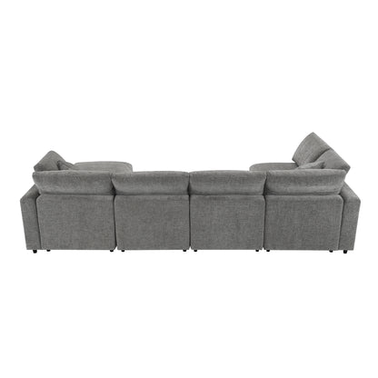 [VIDEO provided][New]130*65' Modern Modular Cloud Sofa Bed, 6 Seat Chenille Sectional Couch Set with Ottoman,Free Combination,Convertible U Shaped Sleeper Sofa for Living Room, Apartment, 3 Colors