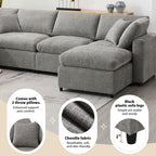 [VIDEO provided][New]130*65' Modern Modular Cloud Sofa Bed, 6 Seat Chenille Sectional Couch Set with Ottoman,Free Combination,Convertible U Shaped Sleeper Sofa for Living Room, Apartment, 3 Colors