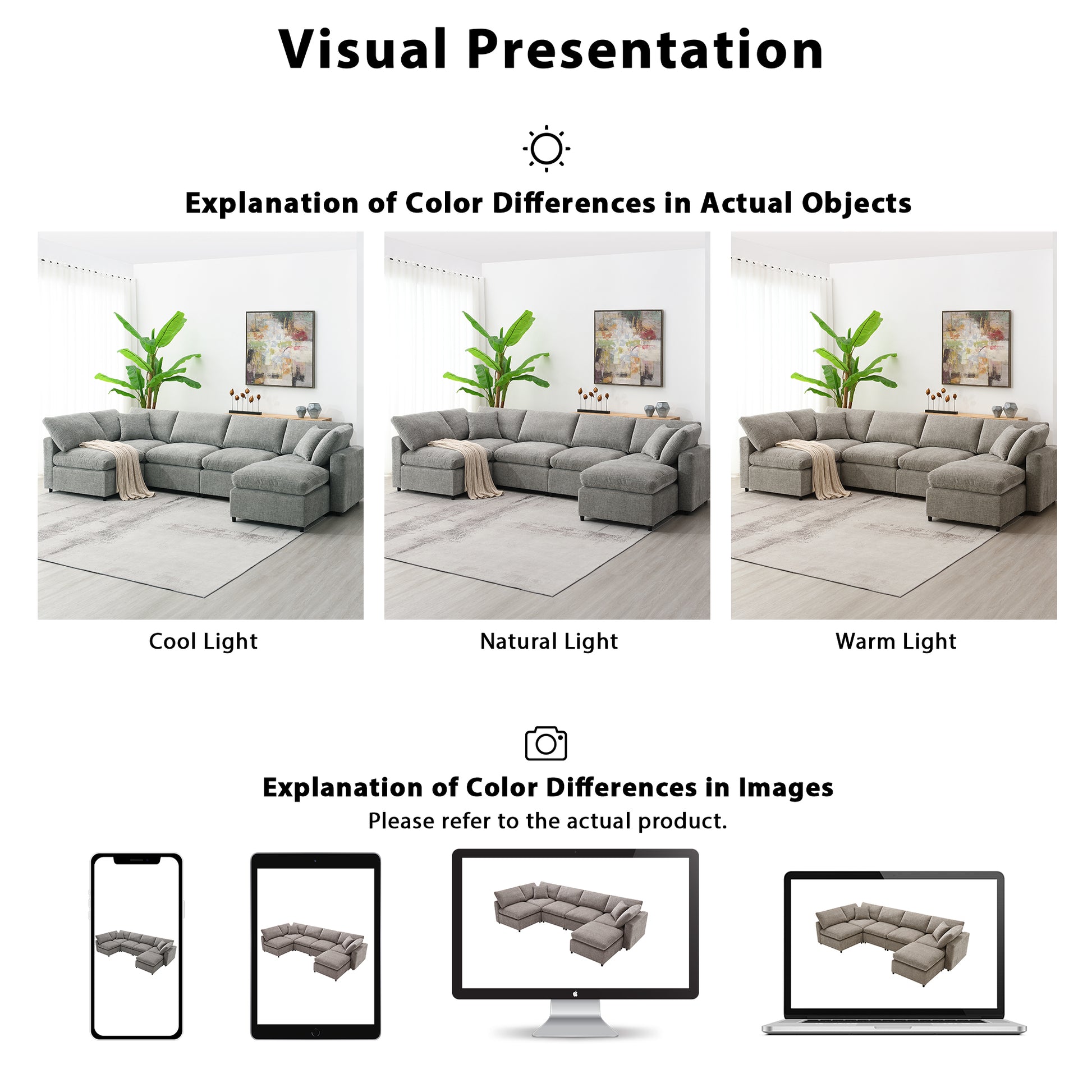 [VIDEO provided][New]130*65' Modern Modular Cloud Sofa Bed, 6 Seat Chenille Sectional Couch Set with Ottoman,Free Combination,Convertible U Shaped Sleeper Sofa for Living Room, Apartment, 3 Colors