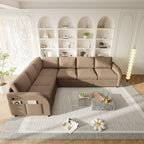 L-Shaped Sofa Couch with Pull-Out Bed for Modern Living.