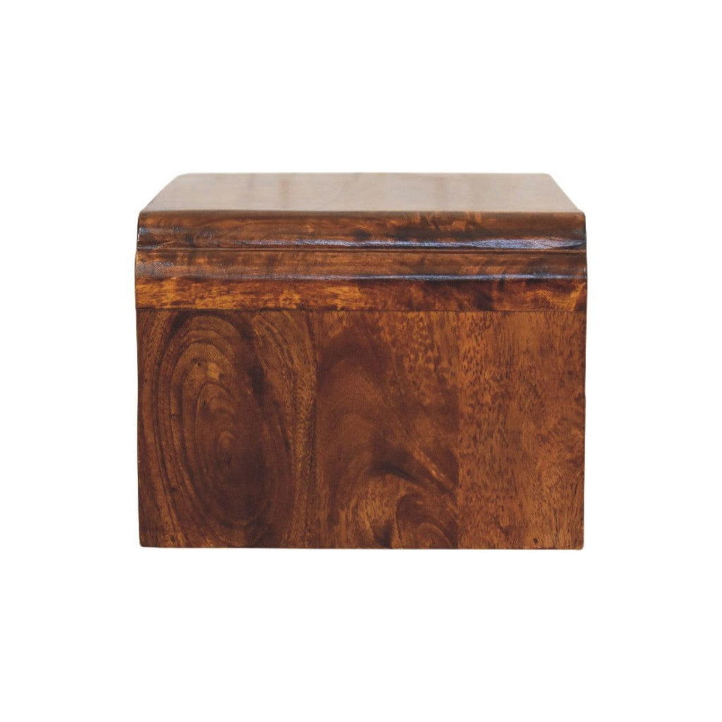Solid Wood Wall-Mounted Chestnut Bedside Unit.
