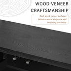 Top surface of 4-Door Storage Cabinet showcasing real wood veneer craftsmanship for natural elegance and durability.