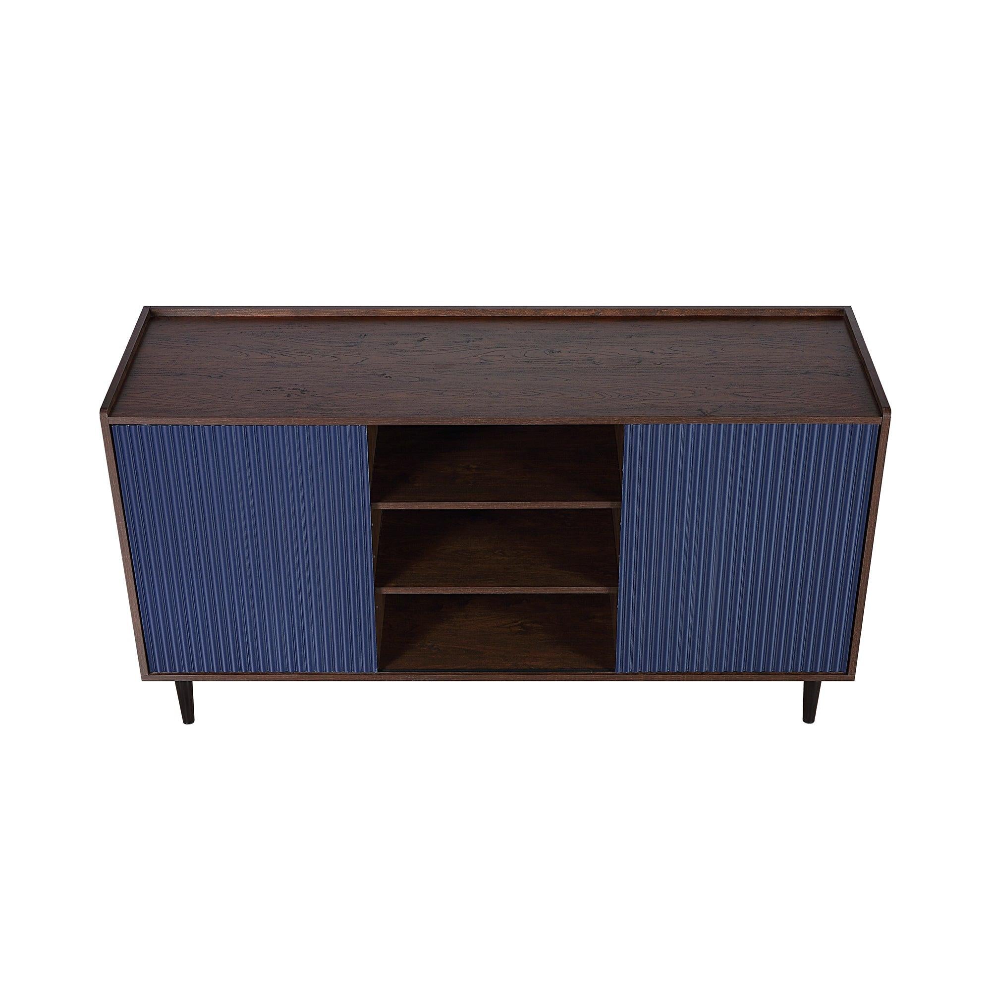Duane 59' Fluted Sideboard in Navy Blue.