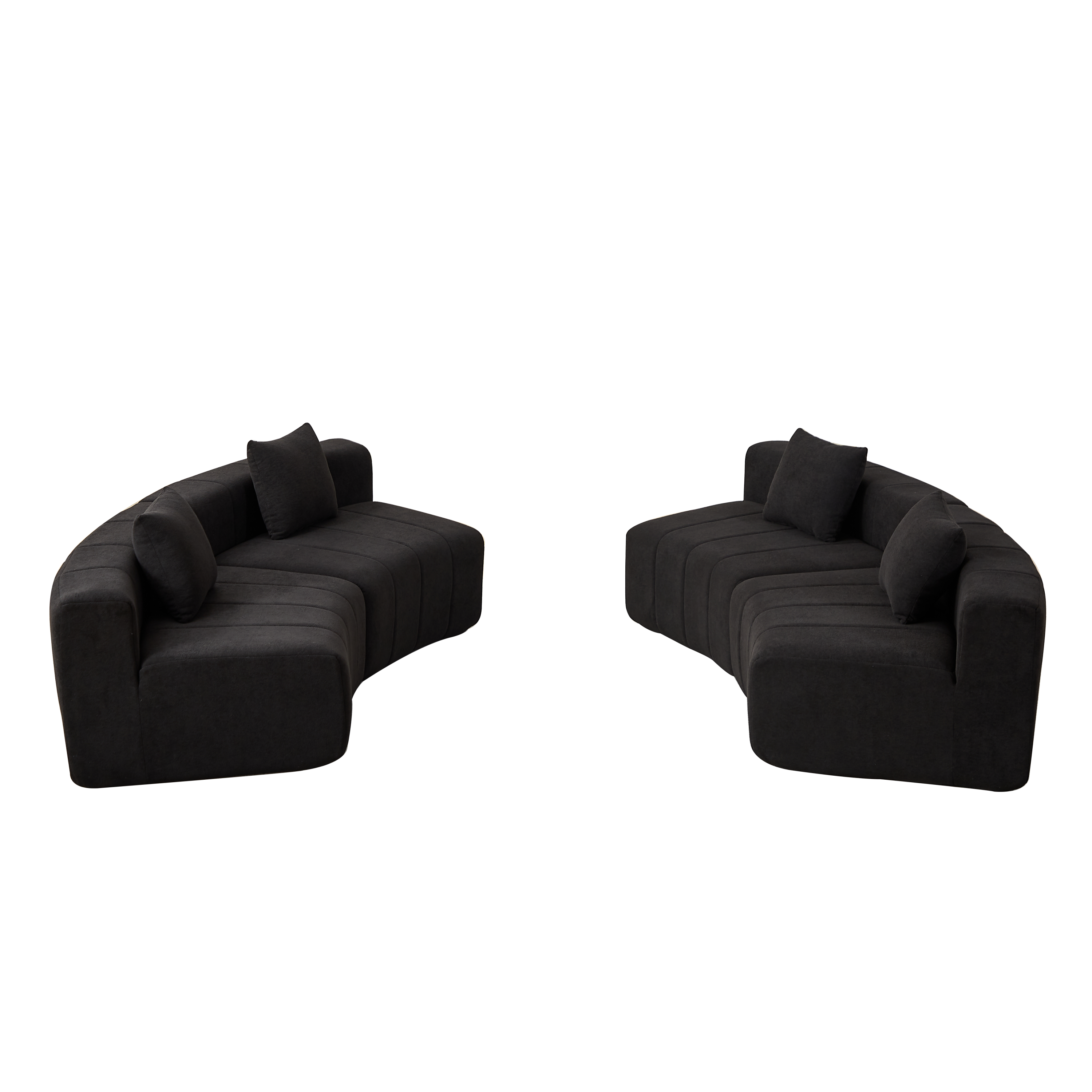 Chenille Curved Sectional Sofa with 4 Pillows for Relaxation.