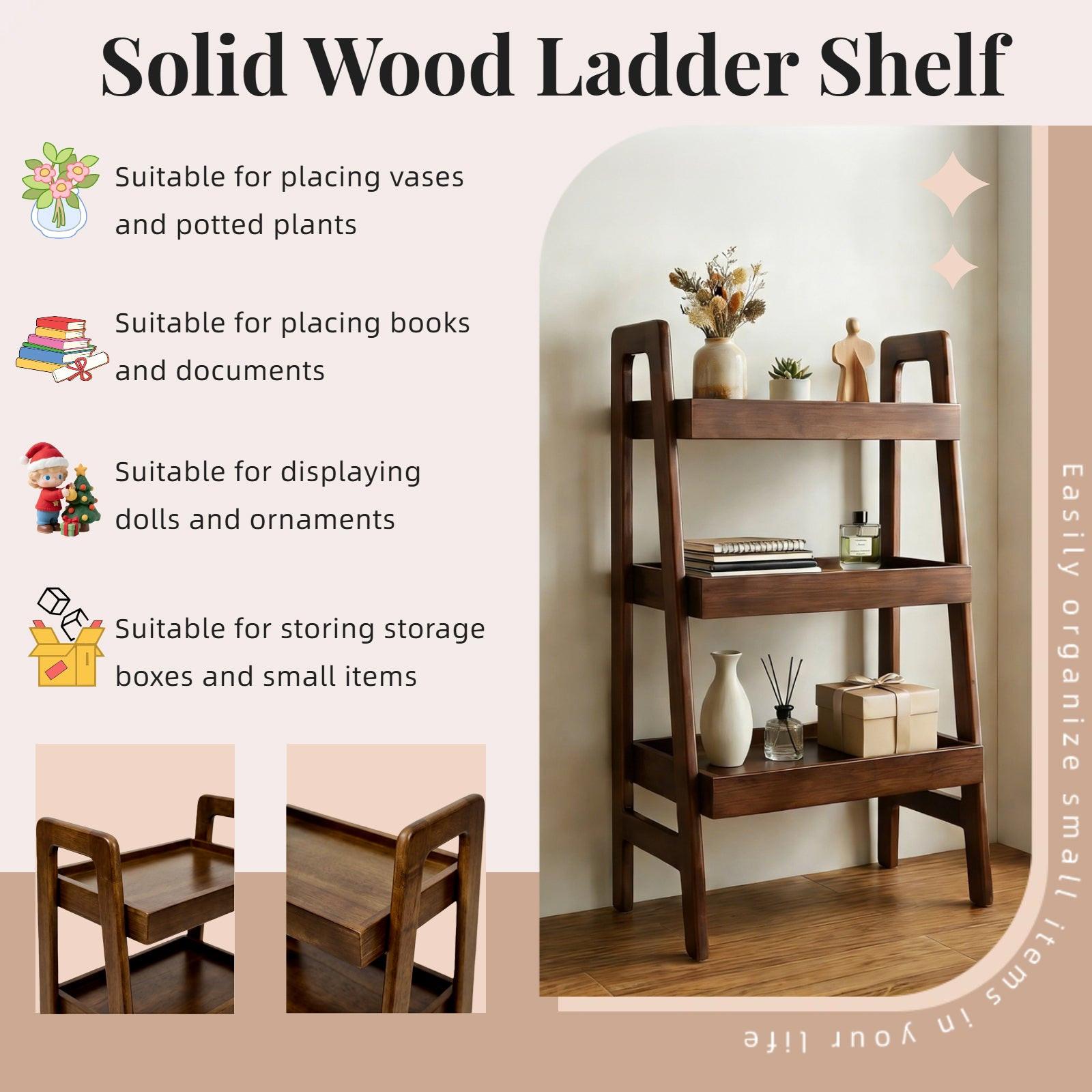 3 Tier Solid Wood Ladder Shelf for Home & Office.