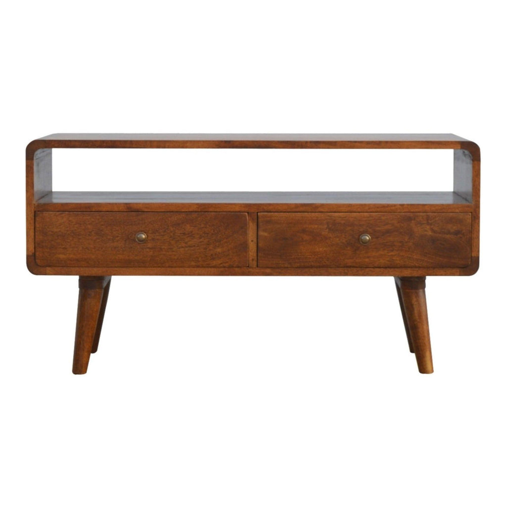 Curved Chestnut Media Unit.