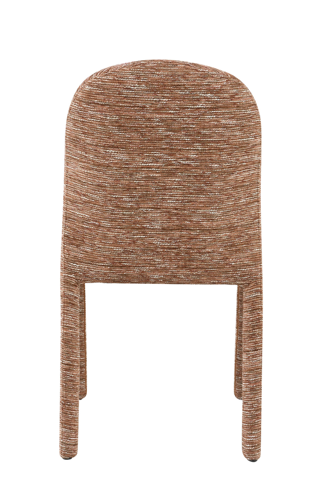 Rear view of Chenille Side Chair showcasing seamless curved backrest and uniform chenille fabric for a modern, cohesive look.