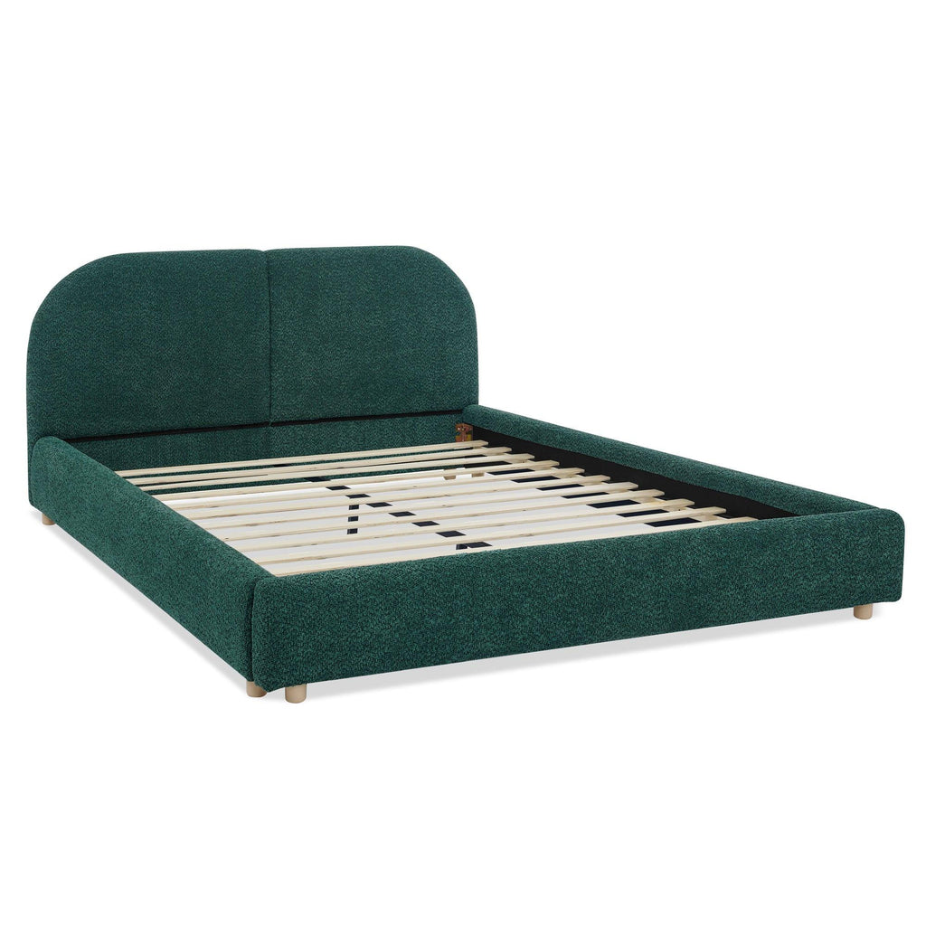 Queen Size Upholstered Bed Frame with Curved Headboard.