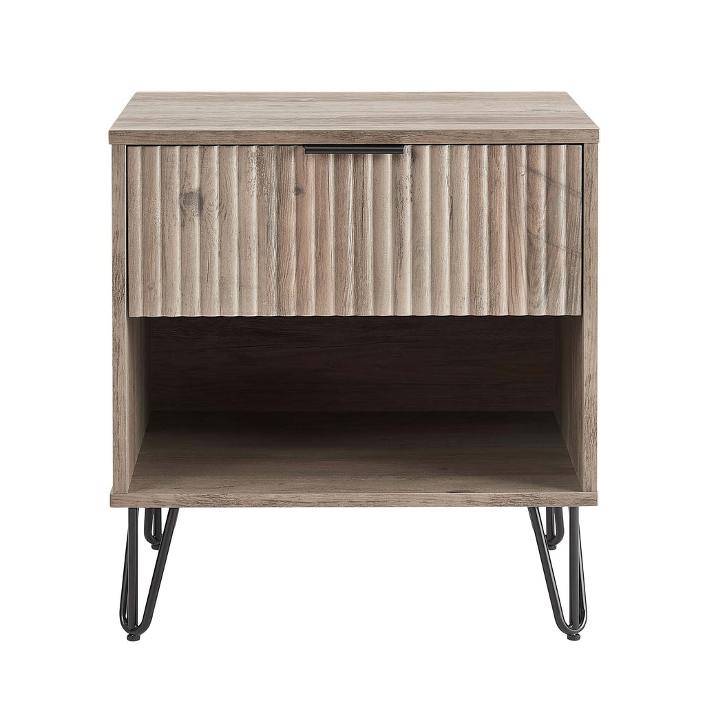 Dumbo 20' Fluted Nightstand in Rustic Gray (1-Drawer)