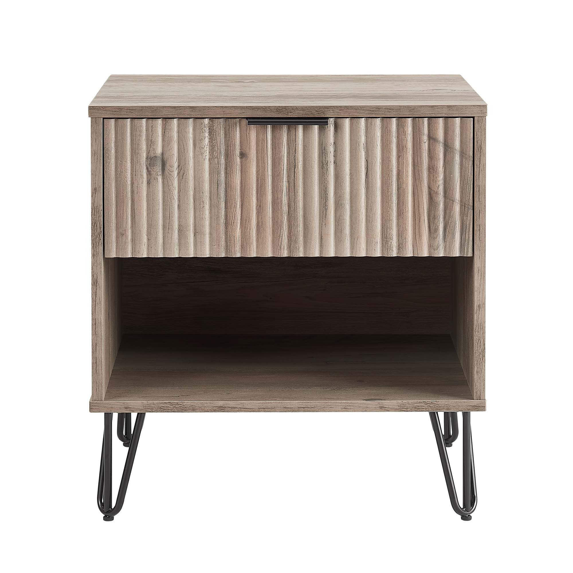 Dumbo 20' Fluted Nightstand in Rustic Gray (1-Drawer)