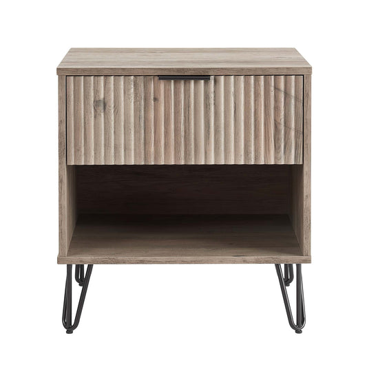 Dumbo 20' Fluted Nightstand in Rustic Gray (1-Drawer)